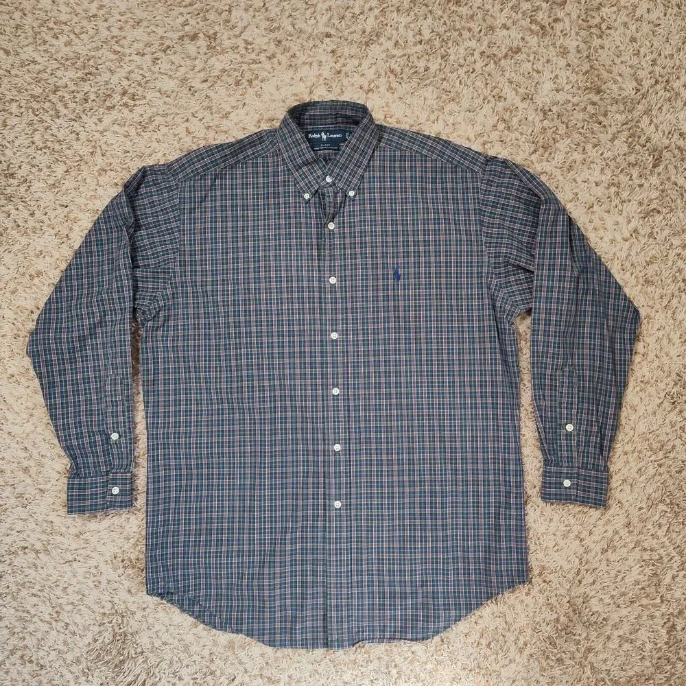 Ralph Lauren Men Size‎ M Blake Plaid Oxford Long Sleeve Button Up Shirt